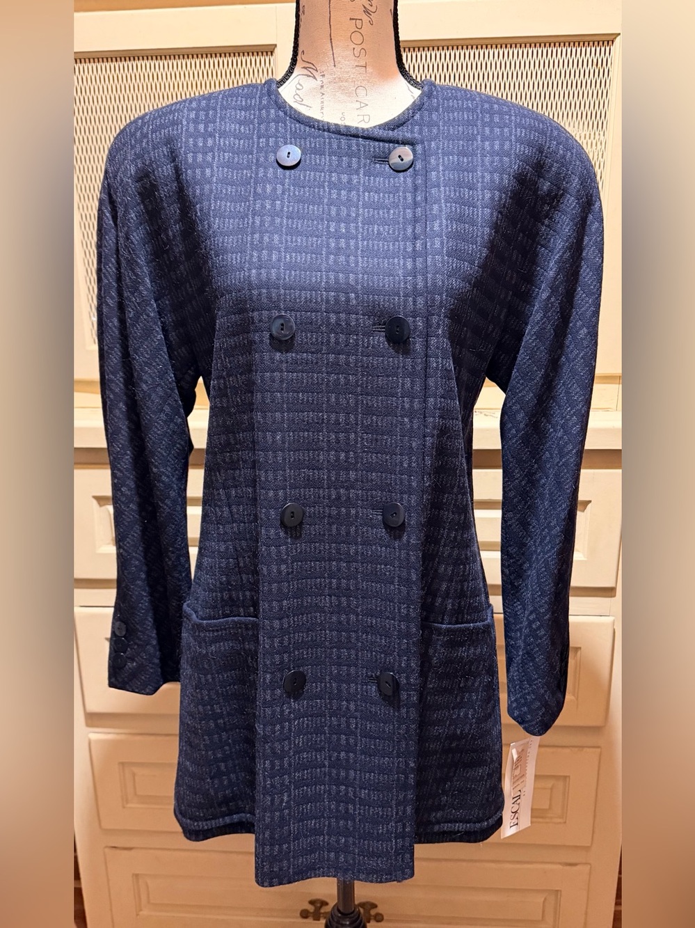 NWT Vintage 80s Escada Margaretha Ley 100% Wool Waffle Knit Coat